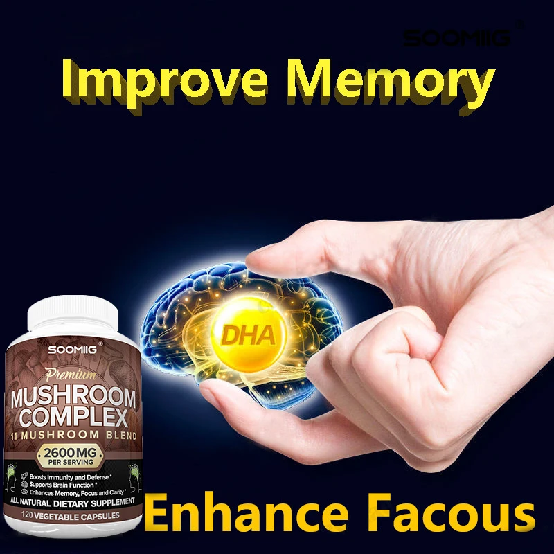

11 Mushroom Complex - Boosts Memory and Concentration, Maintains Mental Clarity, and Supports Immunity - 120 Capsules