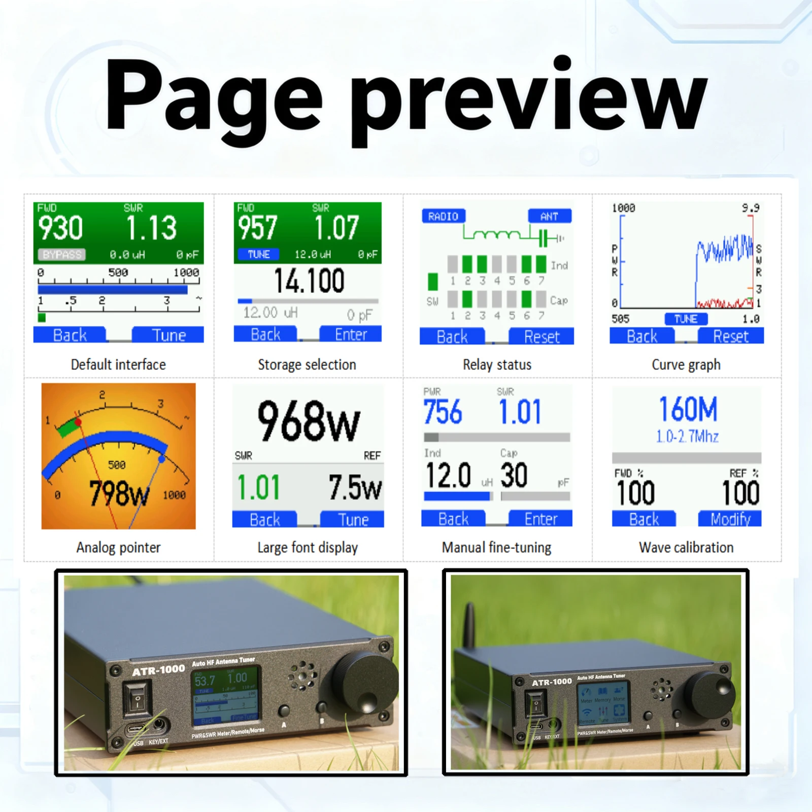 AMNVOLT ATR1000 1000W 1.8-30MHz 전파대역 라디오 수신기 3 모드 안테나 자동 튜너 리모컨 포함 WIFI HF 단파 라디오