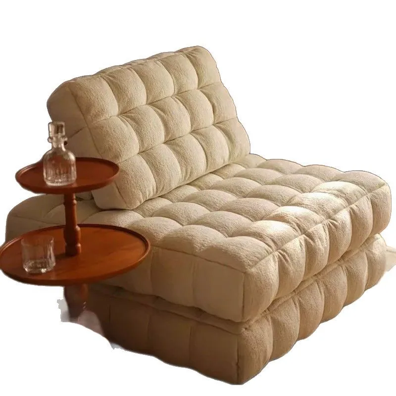 

Sofa waffle shape small apartment module lazy sofa cream wind tofu block foldable