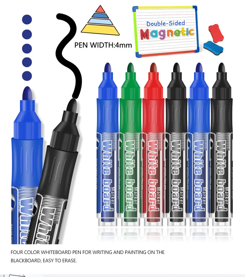 4/12Pcs Set Löschbaren Magnetischen Whiteboard Marker Stift Tafel Marker Kreide Glas Keramik Büro Schule Kunst Marker Schreibwaren – Detail 1