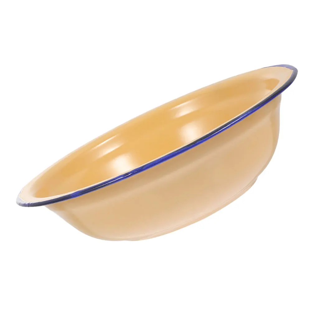 

Vintage Enamel Basin Large Capacity Smooth Interior Retro Design Multi-Purpose Vegetable Face Dough Mixing Home Kitchen