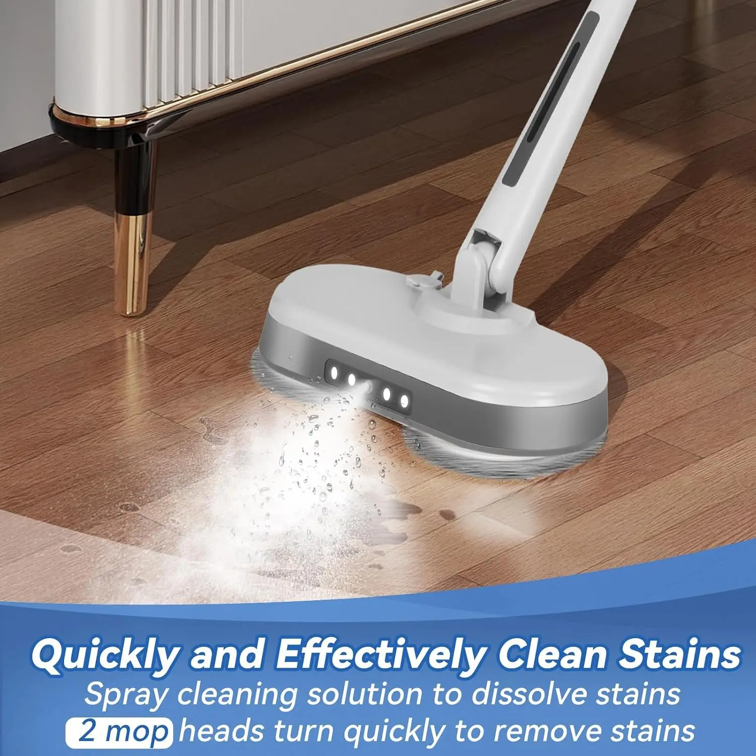 Cordless Electric Mop, Electric Spin Mop with LED Headlight and Water Spray,60 Mins Spin Power Scrubber Mops for Floor Cleaning,