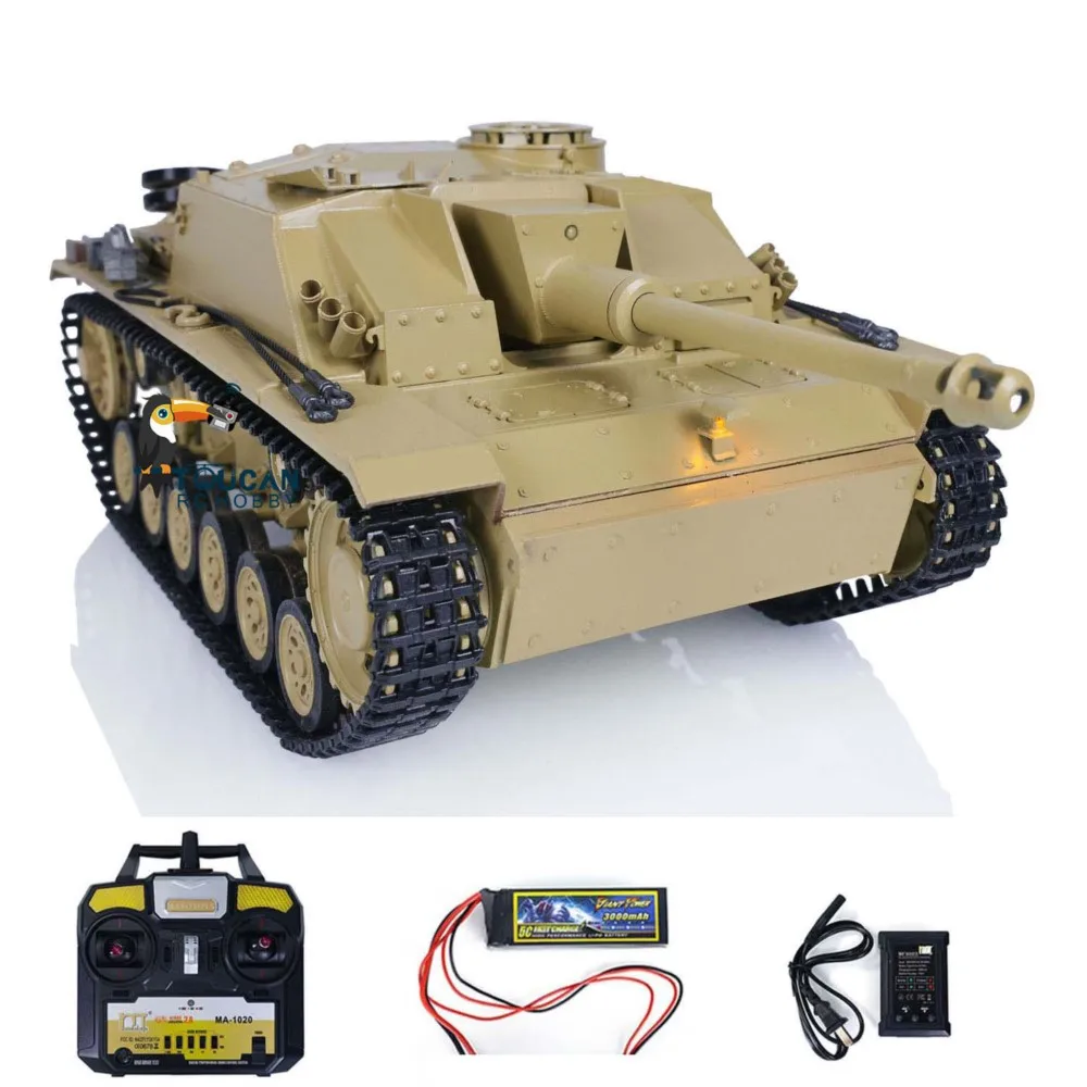 Brinquedos ao ar livre metal mato 1/16 stug iii rtr rc tanque barril infravermelho recuo amarelo 1226 modelo para meninos presentes TH00667-SMT7