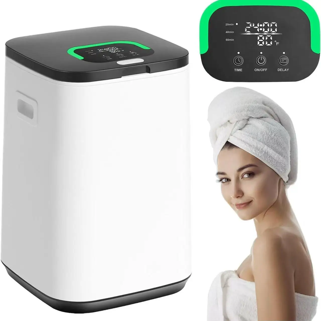 

Нагреватель для полотенец большой емкости (23 л) с увеличенным дисплеем, отложенным нагревом, запуском одной кнопкой и индикатором высокой температуры