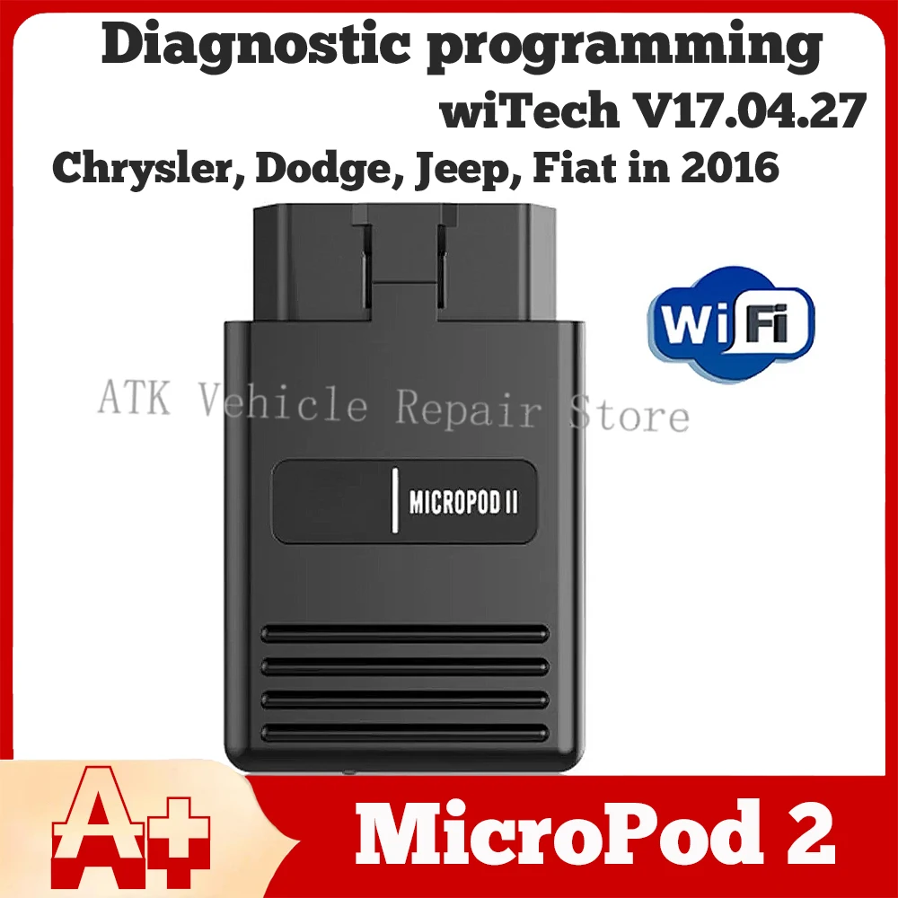 Tester plug MicroPod 2 wiTech17.04.27 OBD 2016 Chr-ysler with Fiat diagnostic programming tool TSB wiring diagram maintenance