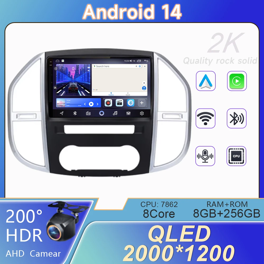 

4G Android Auto For Mercedes Benz Vito 3 W447 2014 - 2020 Car Radio Multimedia Player GPS Navigation QLED Screen BT No 2din DVD