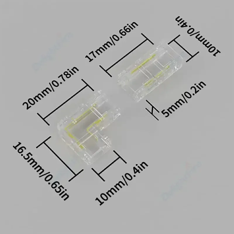 Conector LED COB de 5mm, 8mm y 10mm, conectores para tira de LED, cable de extensión, Terminal de Clips fijos para luces LED COB SMD 2835 5050