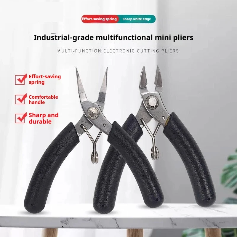 Stainless steel bevel scissor pliers, small,, pointed and flat handcrafted model pliers