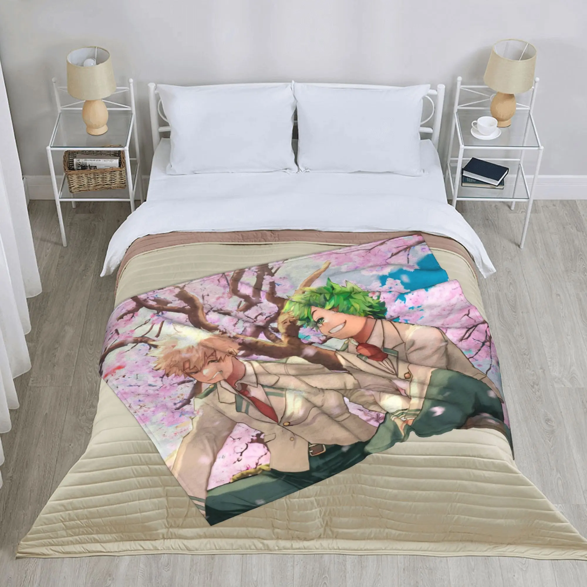 My H-Hero A-Academia Anime Blankets Flannel  All Season  Warm Throw Blankets for Bed Rug Piece