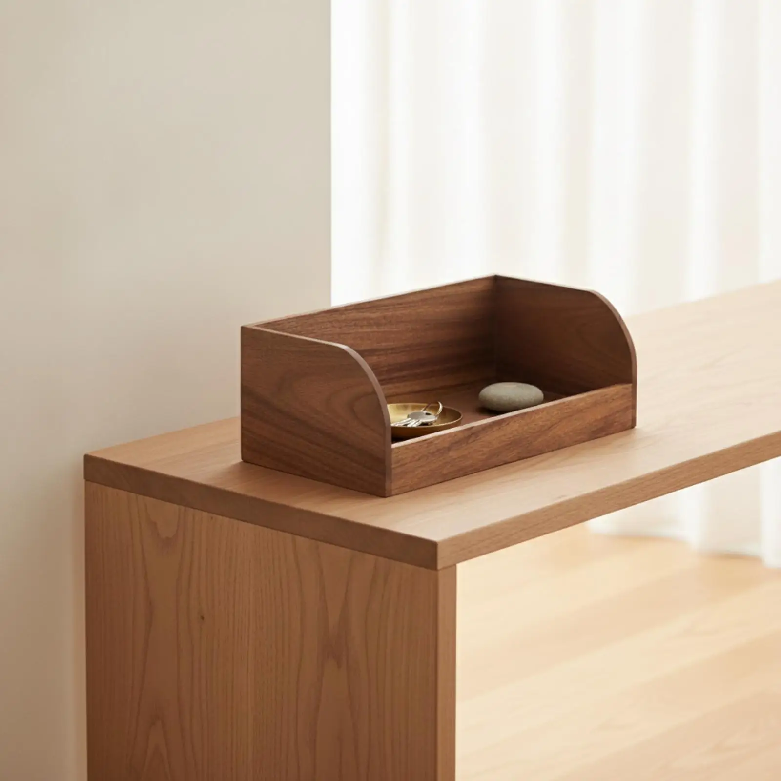 Natural Wood Desktop Storage Organizer for Stationery Pens Pencils Books and Daily Necessities Home Office Shelf Desk Decor