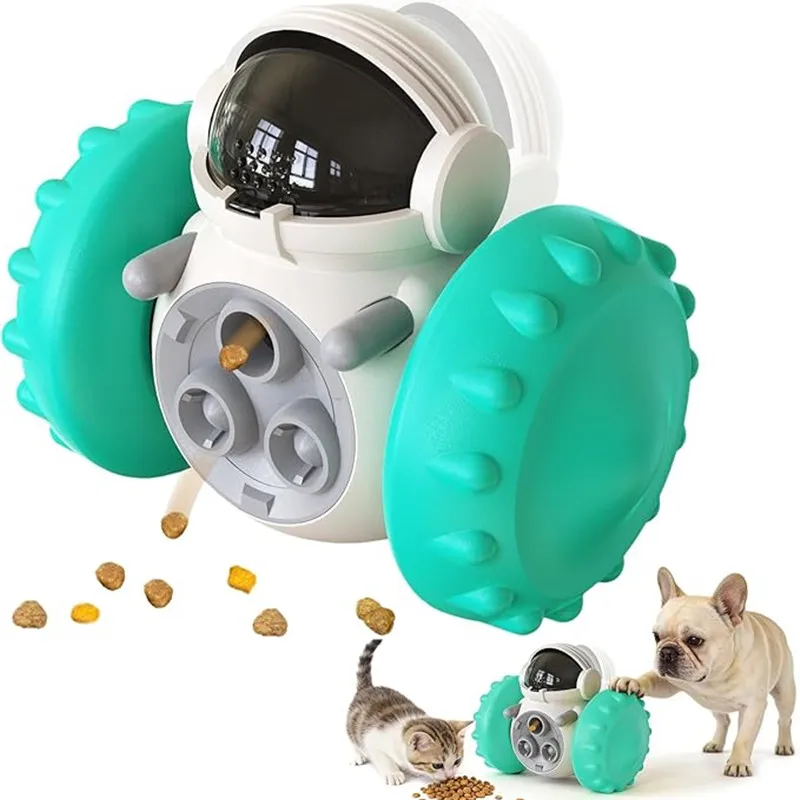 Dog Cat Wobble Treat Dispenser Puzzle Toys Interactive Slow Feeder Snack Enrichment Fun Sliding Rolling Exercise & Distribution