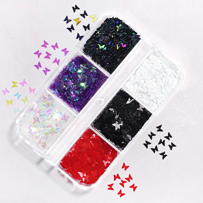 Holographische Schmetterling Nagel Glitter Pailletten Sparkly Laser Flakes Gemischt Farben Paillette Scheiben Maniküre Nägel Kunst Zubehör – Detail 7