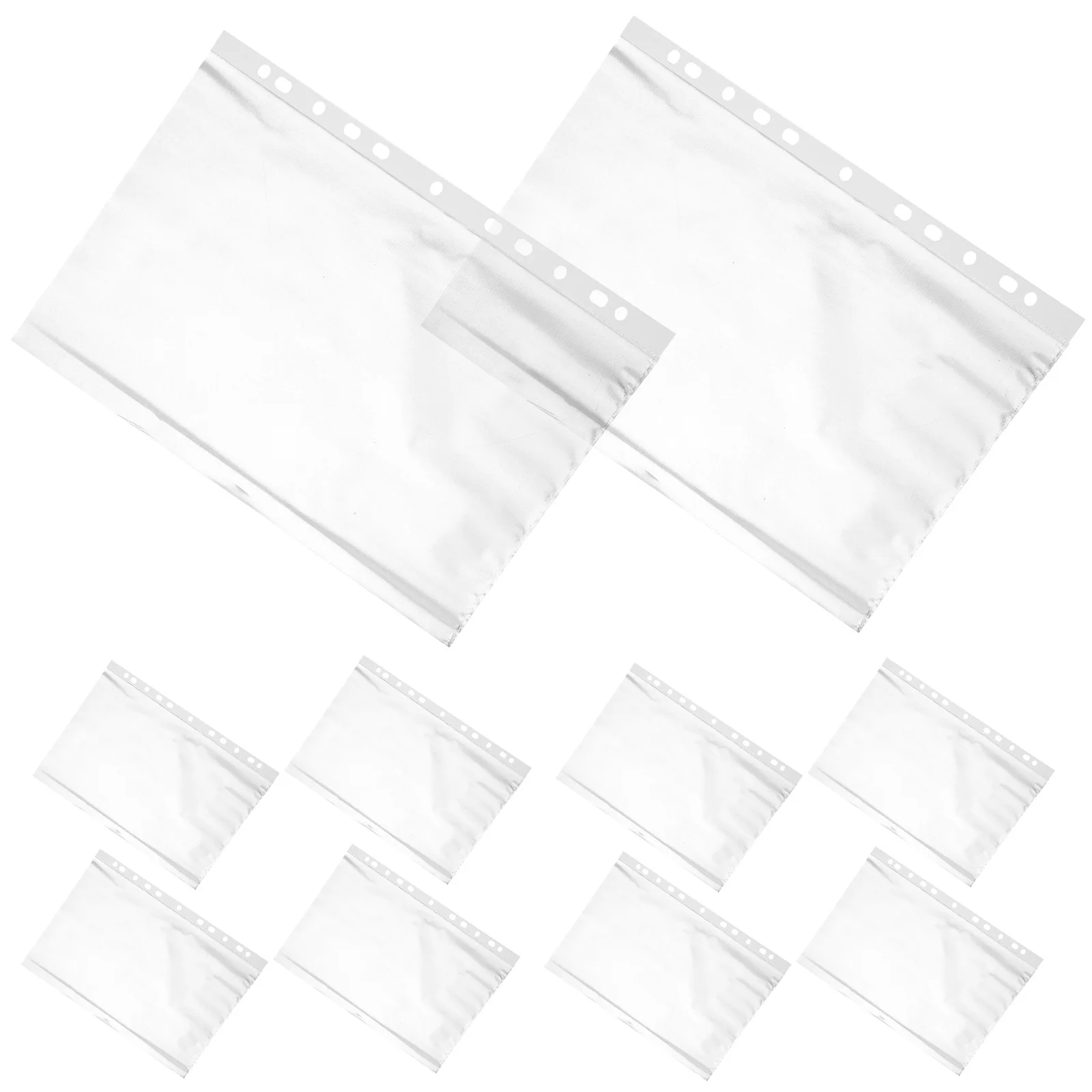 200pcs Loose Leaf File Pockets Clear A4 Punched Poly Pockets For Office School Document Storage Waterproof Binder Folders