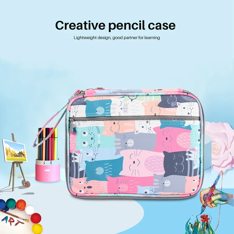 192 Slots Large Capacity Pencil Bag Case Organizer Cosmetic Bag For Colored Pencil Watercolor Pen Markers Gel Pens Bag