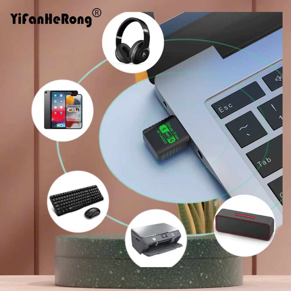

WiFi 6 AX900 BT 5.3 WiFi USB-адаптер Беспроводная двухдиапазонная Wi-Fi антенна 2,4G и 5 ГГц USB для ПК/ноутбука Win10/11 Драйвер бесплатно