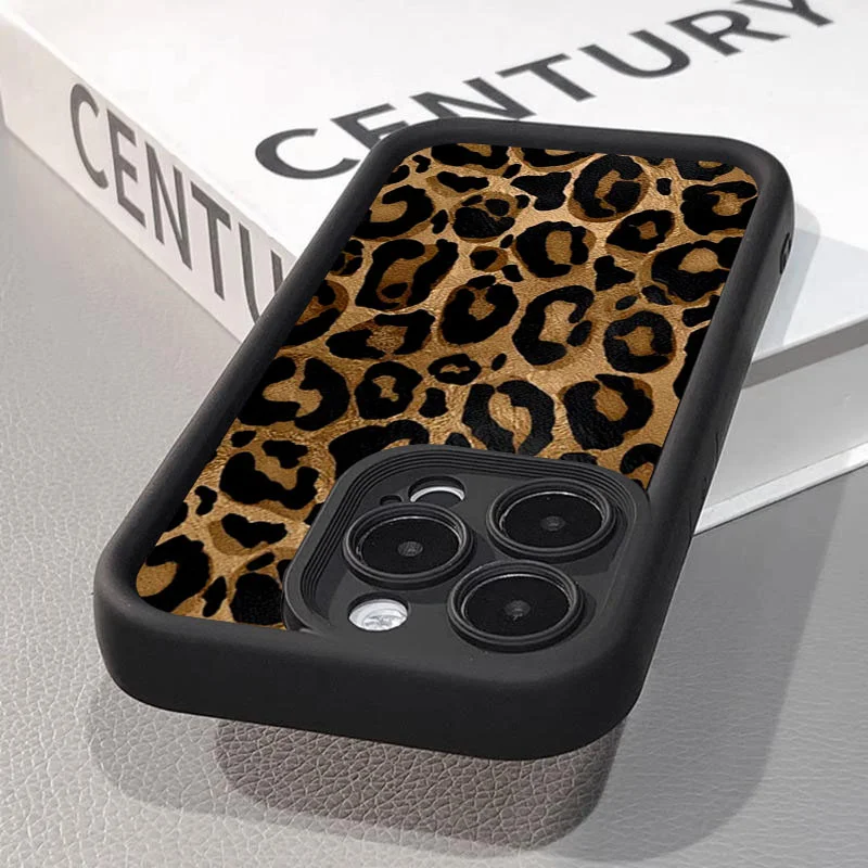 Modische schwarze Leoparden-Silikon-Handyhülle für iPhone 17 Air 14 15 16 Pro Max 11 12 13 7 8 Plus X XR XS MAX Weiche, verdickte Abdeckung – Detail 11