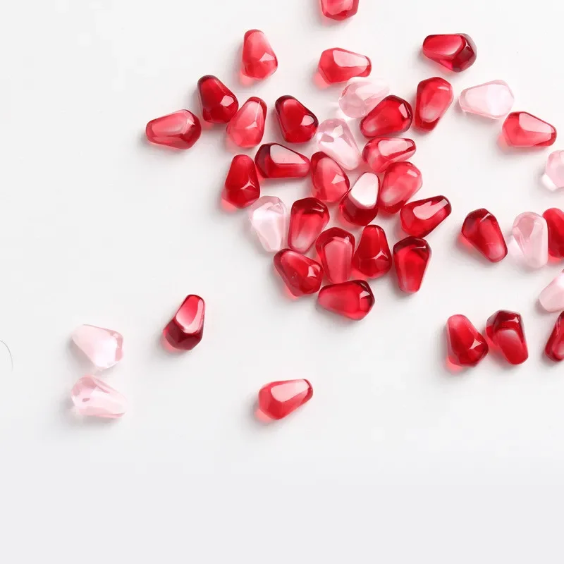 Minar Cute Resin Simulation Pomegranate Seeds Stud Earrings for Women Pink Red Food Fruit Small Statement Earrings Sweet Jewelry