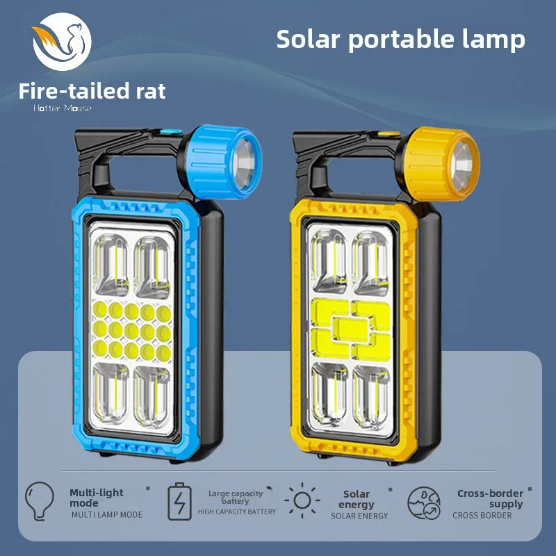 Portable 3 in 1 Solar Camping Light Rechargeable LED Outdoor Emergency Lantern Flashlight with USB Charging for Tent Hiking