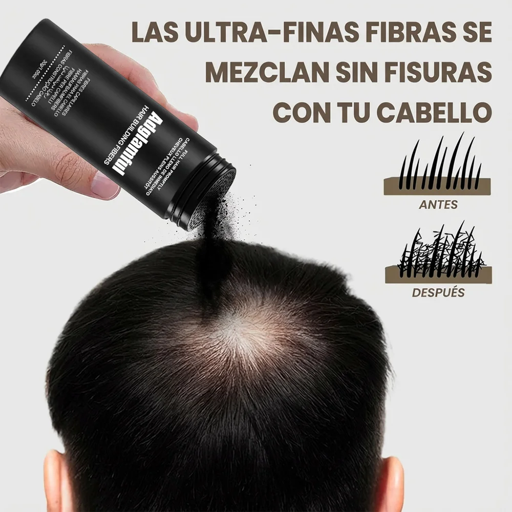 Adglamful Polvo de fibra capilar 30 g: espesamiento instantáneo, cabello denso, resistente al viento/sudor, sujeción 24 horas, para cabello fino