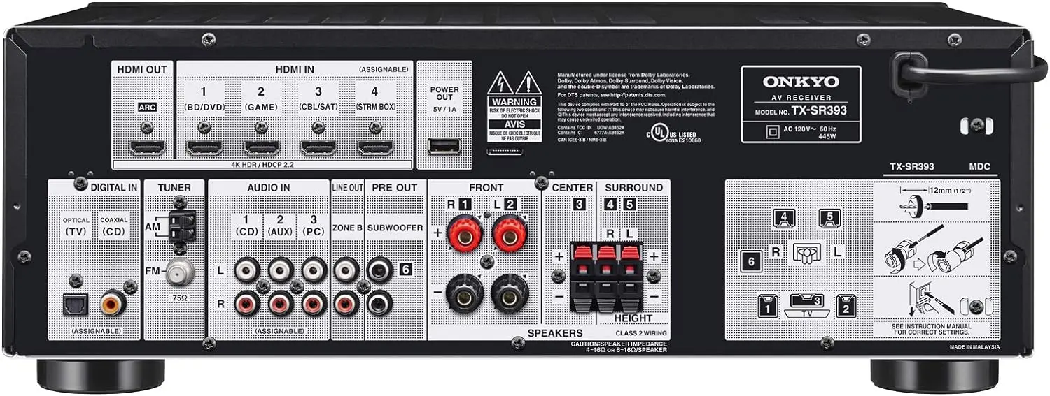 Imagem -02 - Receptor Onkyo a v Canal 5.2 Tx-sr393