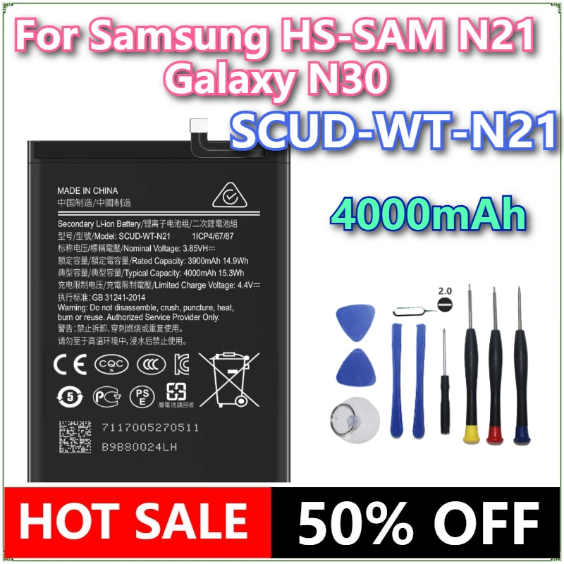 

Brand New SCUD-WT-N21 4000mAh High Quality Mobile Phone Replacement Battery For Samsung HS-SAM N21 Galaxy N30+tools