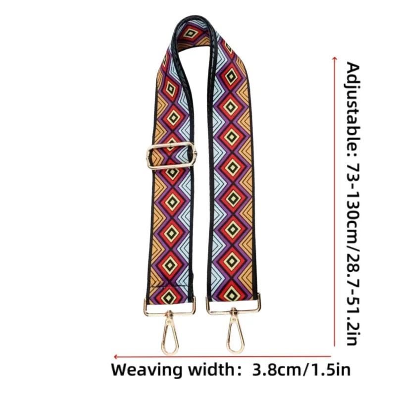 Stylish Colorful Ethnic Wind Wide Shoulder Strap Ladies Bag Accessories Adjustable Single Crossbody Straps