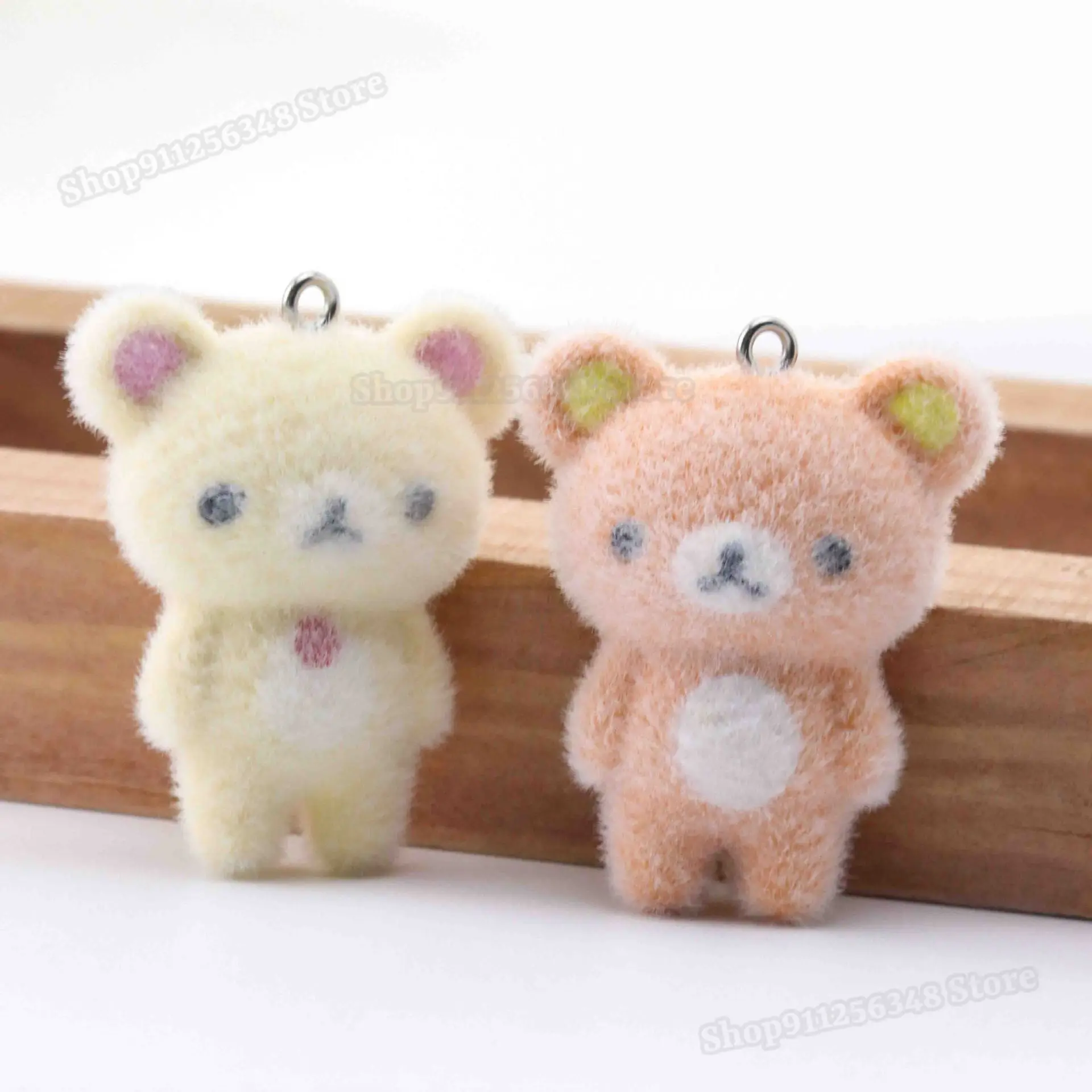 Urocze zawieszki Rilakkuma, akcesoria do breloków, naszyjników, dekoracji DIY, flokowane leniwe misie, anime, łatwe misie, ozdoby do zawieszenia na torby.
