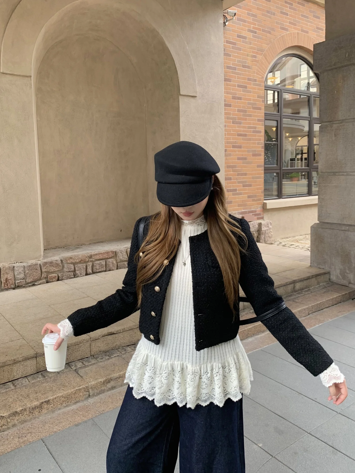 

SOUL London Old Dr ort Jaet Ele Fraance Sle plus Size Slimming Pants Women's Autumn Faion Outerwear