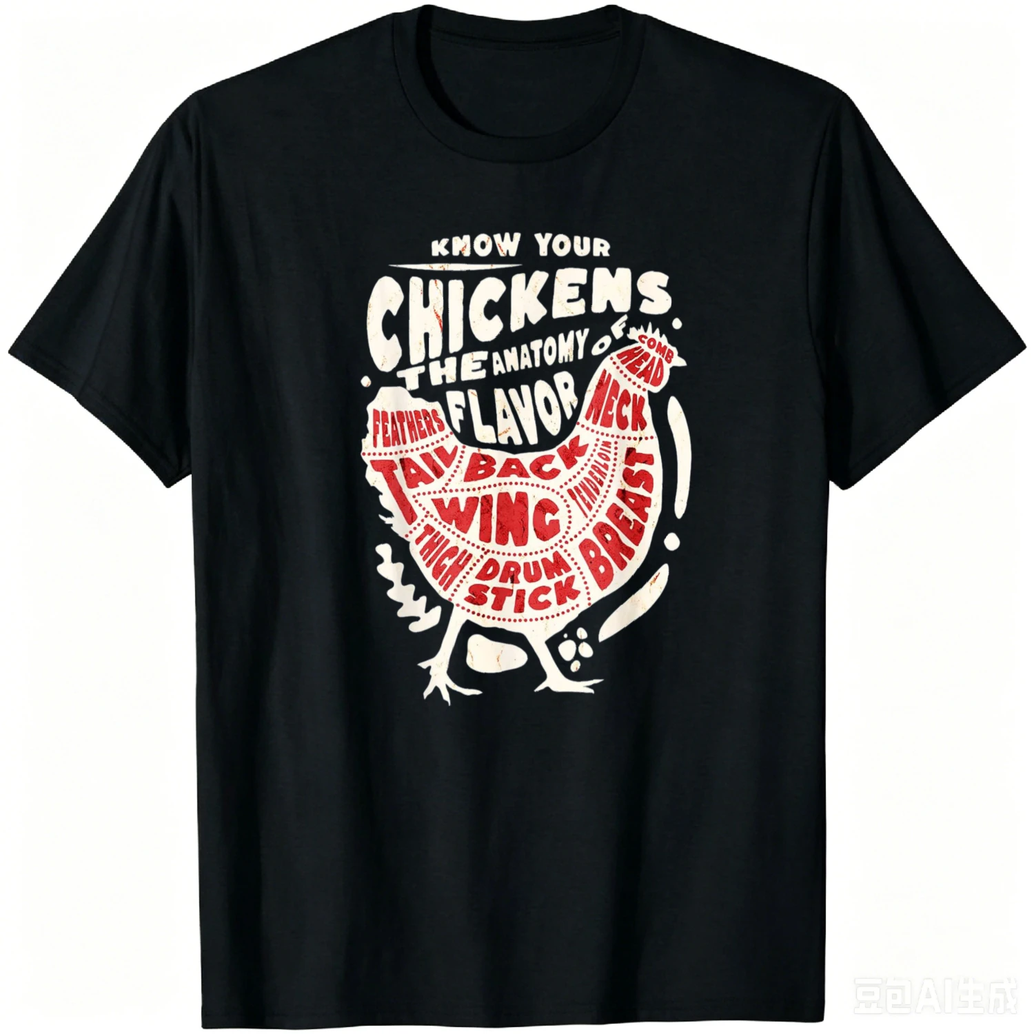 Camiseta con diseño divertido de gallo, con la frase "Conoce tu pollo: La anatomía del sabor", unisex, ropa de calle de verano, camisetas gráficas de algodón