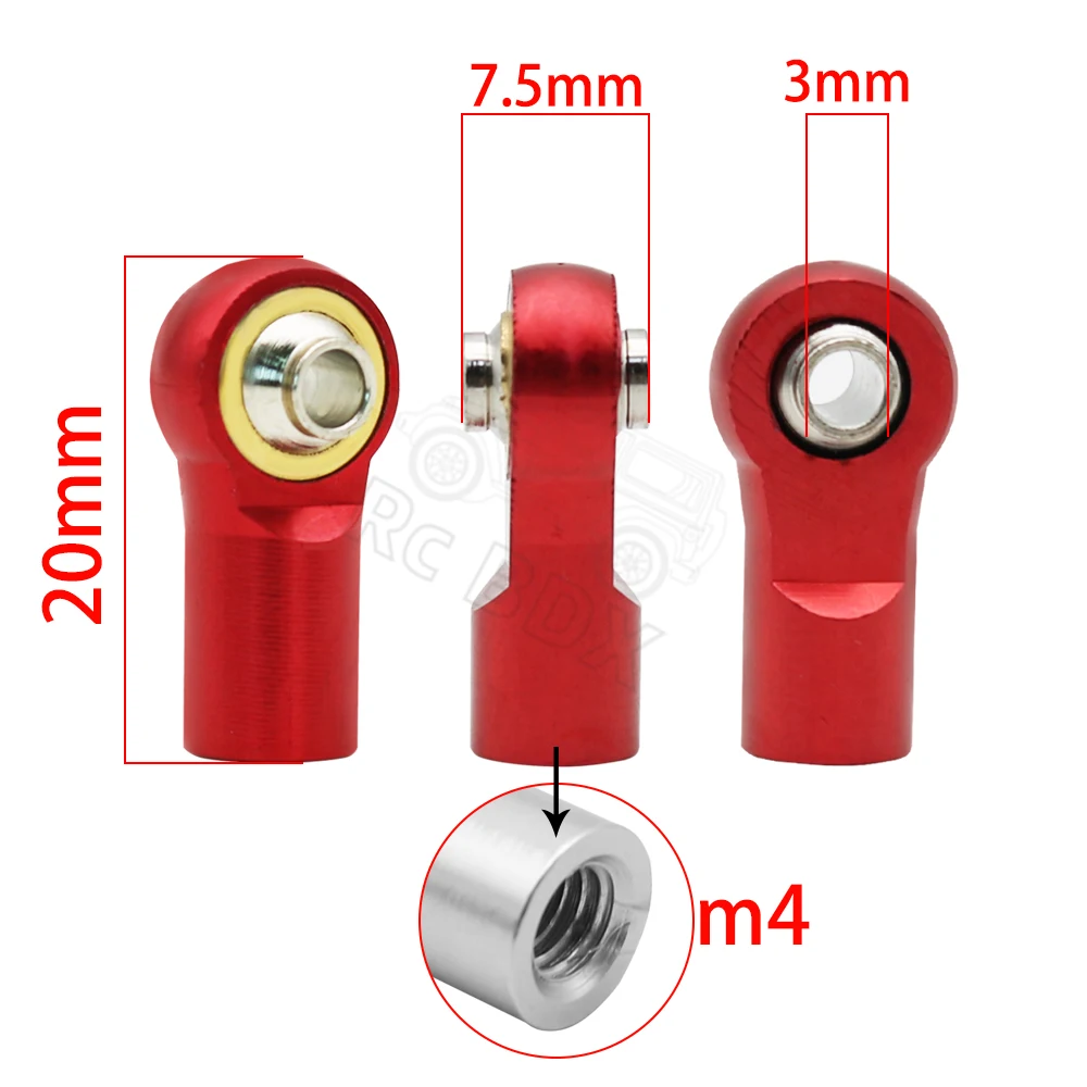Metal M3 M4 Link Tie Rod End Ball Joint Shock Absorber Ball Joint for 1/10 RC Car Crawler AXIAL SCX10 Tamiya CC01 YK4102