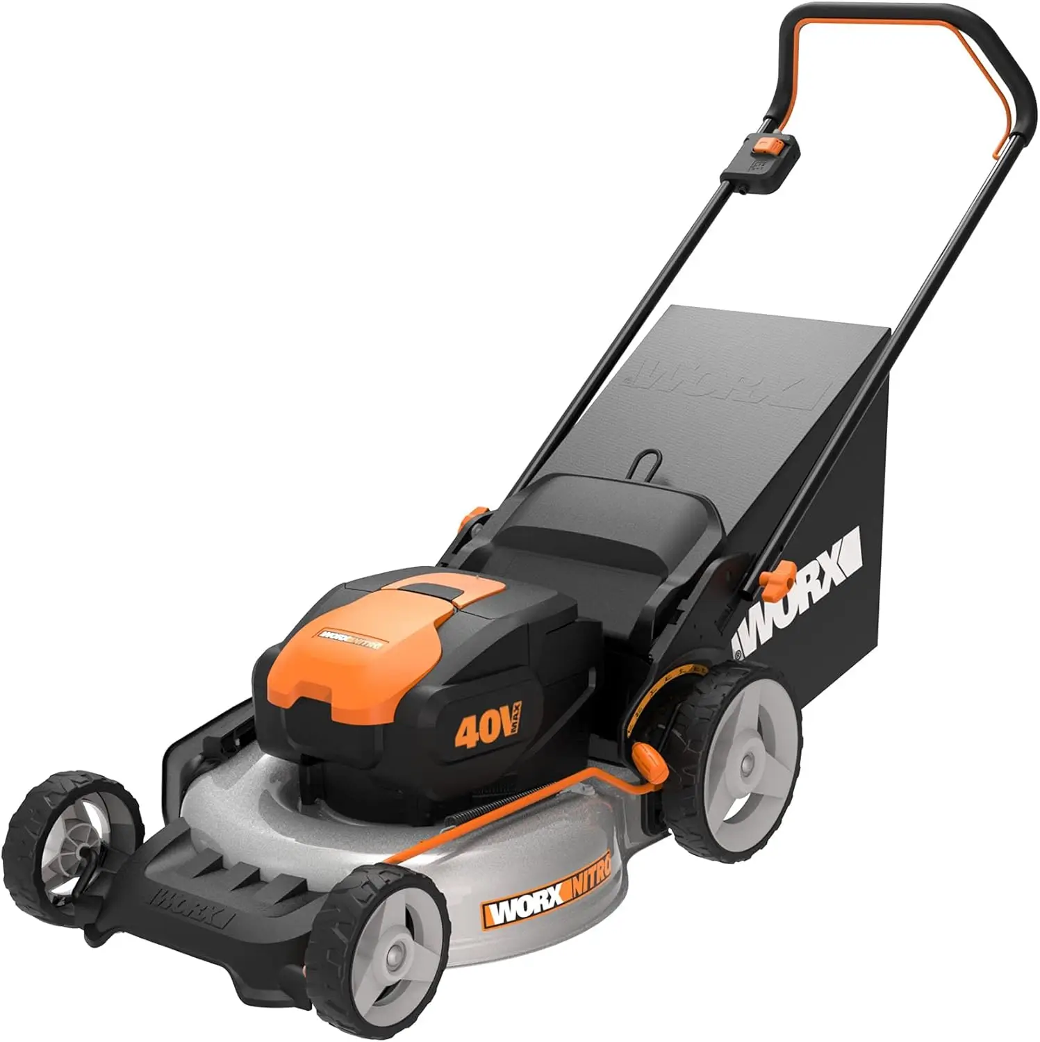 

Беспроводная газонокосилка Worx Nitro 40 В, 20 дюймов, газонокосилка с аккумулятором 3 в 1, газонокосилка со складной ручкой и 7-позиционной высотой