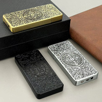 Constantine Relief Thin Butane Gas Lighter, Grinding Wheel, Open Flame Inflatable Lighter Cigarette Accessories Men's Small Gift