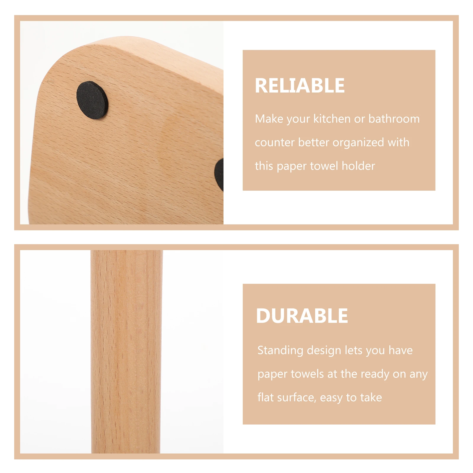 

Tiger Wooden Roll Paper Holder Vertical Stand Paper Towel Holder for Kitchen Bathroom Multipurpose Storage Rack