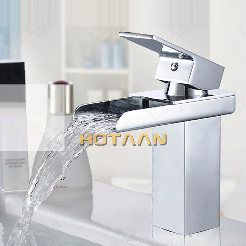 Cold and Hot Bathtub Faucet for Bathroom Washbasin High-grade Brass Single Handle Basin Faucets Bathroom Elegant Waterfall Taps