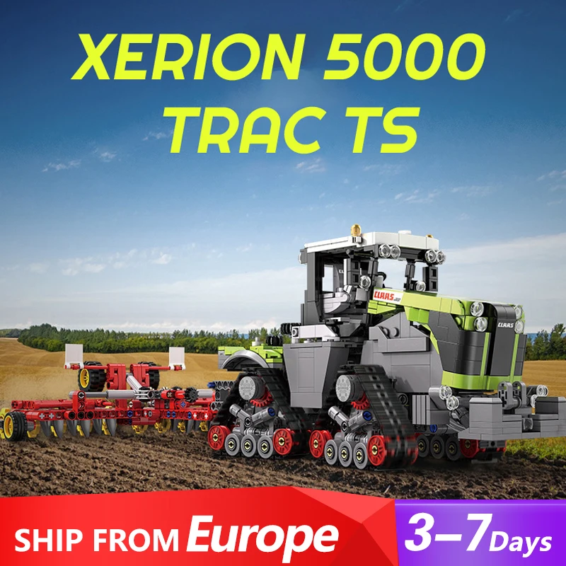 Tractor Farm Caterpillar Tiller CLAAS Xerion 5k Trac TS Model Building Blocks Brick Large tractor Kids Boy Gift 1336PCS