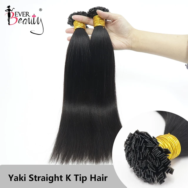 Yaki Straight K Tip Hair Extension Human Hair Flat Tip Hair Coarse Kinky Keratin Fusion Bundles For Black Women Ever Beauty AliExpress