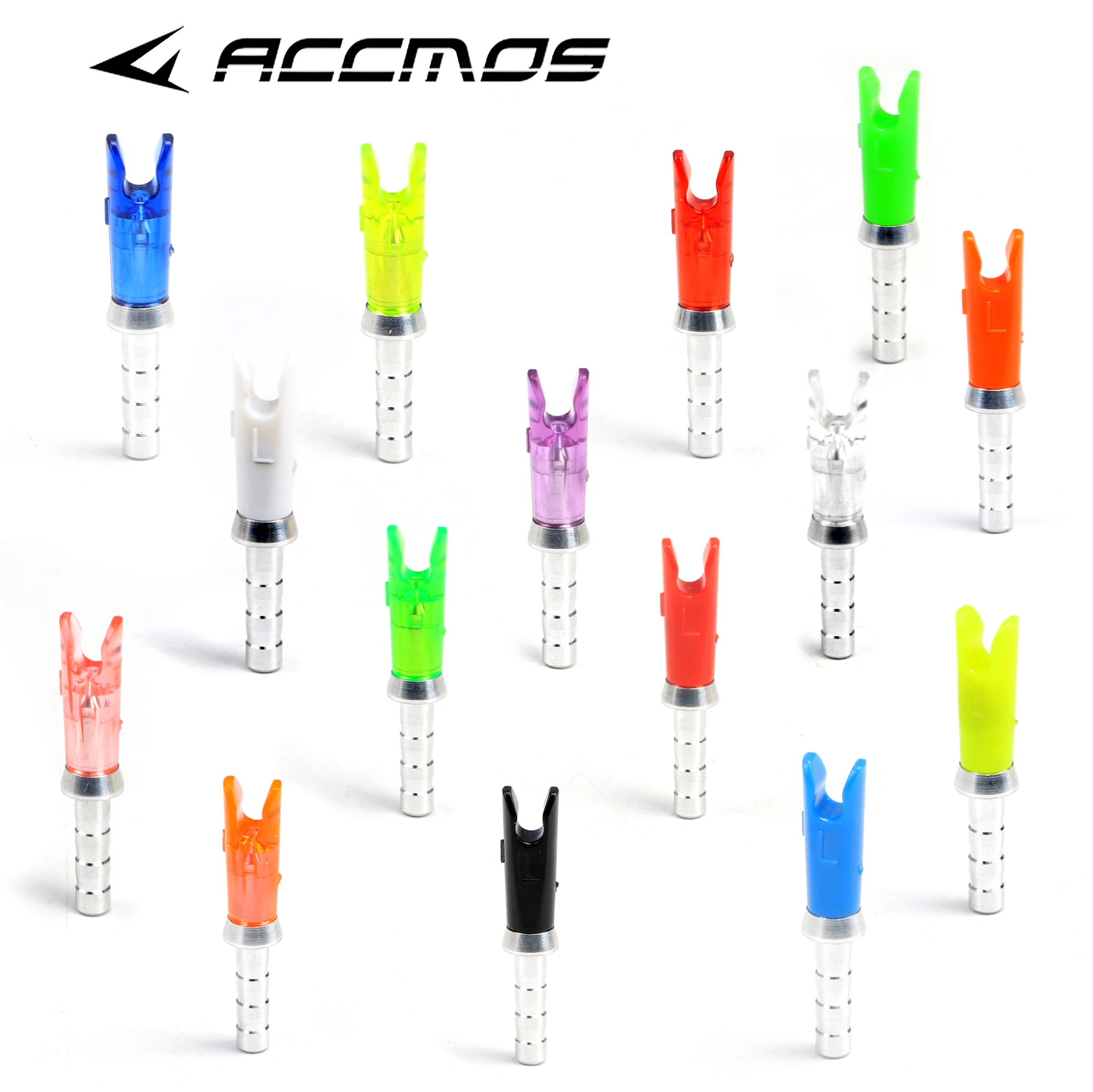 

36pcs Arrow Pin Nocks Size L Arrow Nock +Aluminum Pin For ID 4.2 mm 6.2 mm Carbon Arrow Shaft DIY Archery Accessories