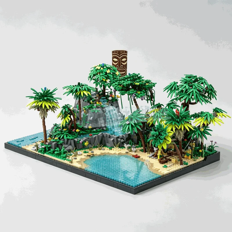 5693 PCS Modular Tropical Island Atoll Building Blocks Palm Tree Beach Landscape Architecture Model DIY Assembly Collection Gift