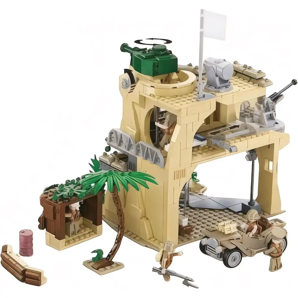 Set da battaglia Iwo Jima della Seconda Guerra Mondiale: modello di mattoni militari per buffet di storia, adolescenti e adulti