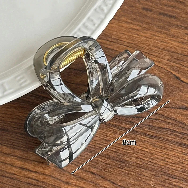 British-style Solid Color Bow Hair Clip – Elegant Back-of-Head Bow Hair Clasp, French-Inspired Graceful & Soft-Toned Hair Clip