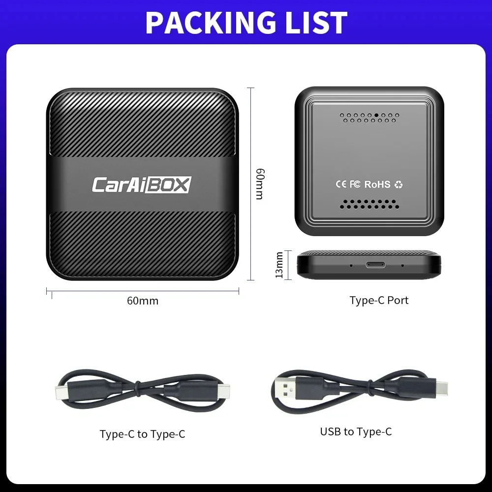 Ekiy 2 in1 Wireless Carplay Adapter & Wireless Android Auto Dongle Wireless Carplay Ai Box für Auto mit kabel gebundenem Carplay