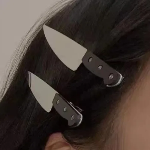 Imagen 2 del producto Horquilla con forma de cuchillo para mujer, 1 piezas, accesorios para el cabello Punk, Hip-hop, pinza lateral para el cabello