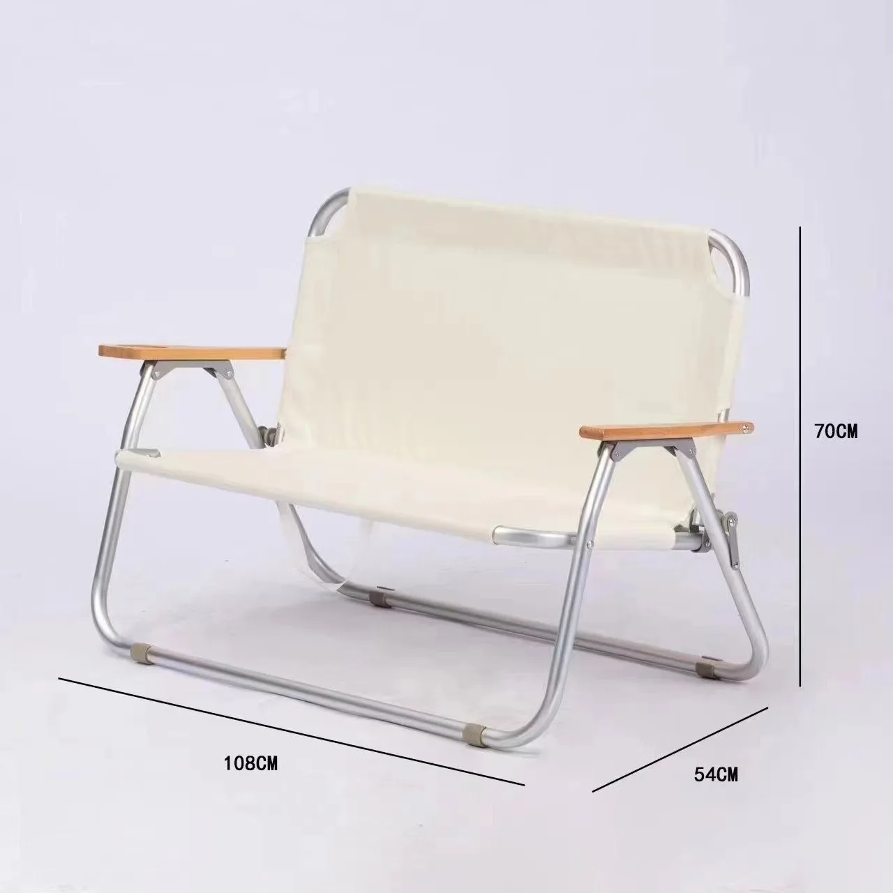 Two-Seater Foldable Camping Lawn Chair Aluminum Construction Portable Backrest Chair for Travel Picnic Indoor Daily Use