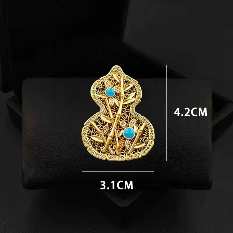 New Chinese Style Gourd Bamboo Design Brooch Jewelry for Women Stylish Suit Lapel Corsage Cardigan Pin Elegant Accessories 5973