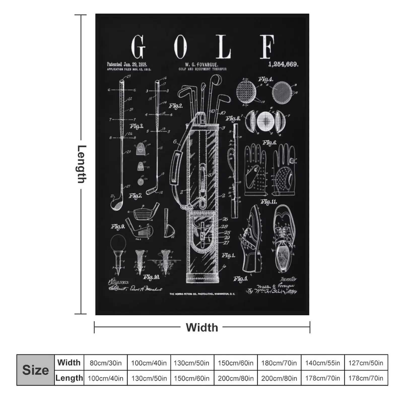 Golf Club Golfer Old Vintage Patent Drawing Print Throw Blanket Thermal Cute Plaid manga Kid'S Blankets