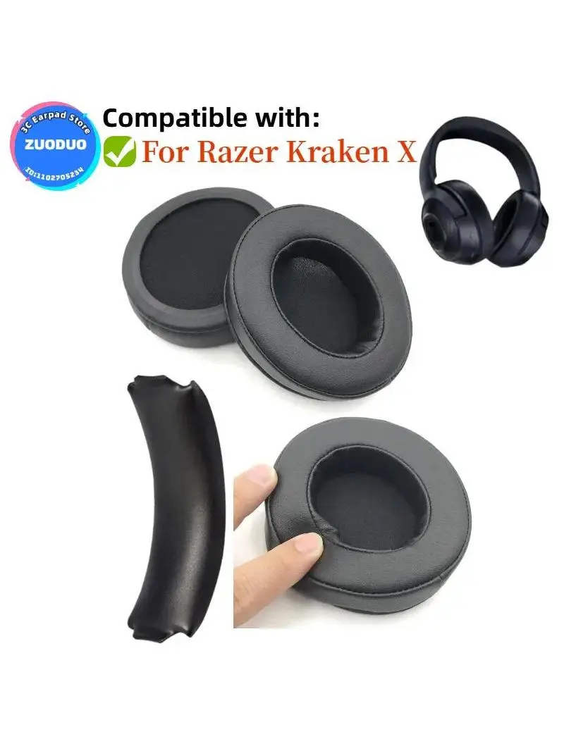 Nauszniki do słuchawek gamingowych Razer Kraken X, wymienne poduszki na uszy, pianka memory foam, nakładki na uszy — zdjęcie produktu 7
