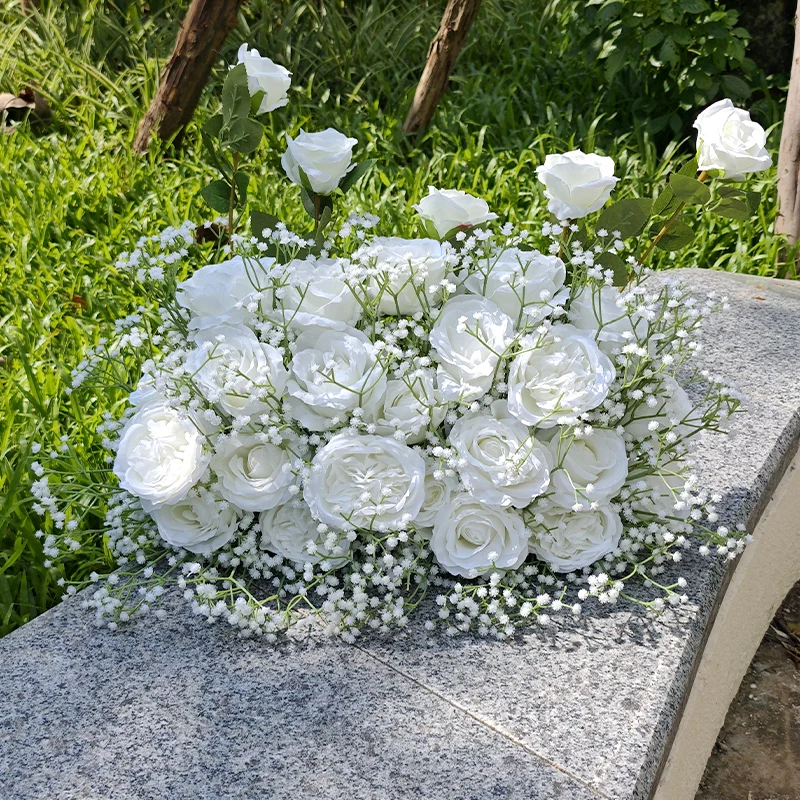 

55cm Artificial Flower Row Wedding Arrangement Decoration Floral Backdrop Props Flower Ball Table Centerpiece Flower Wreath