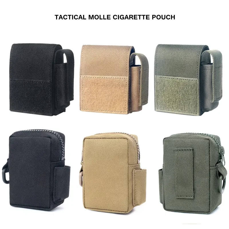 LUC 1000D Nylon Tactical Cigarette Pouch Outdoor EDC Molle Battery Pouches Compact Battery Lighter Storage Bag Cigar Waist Pack