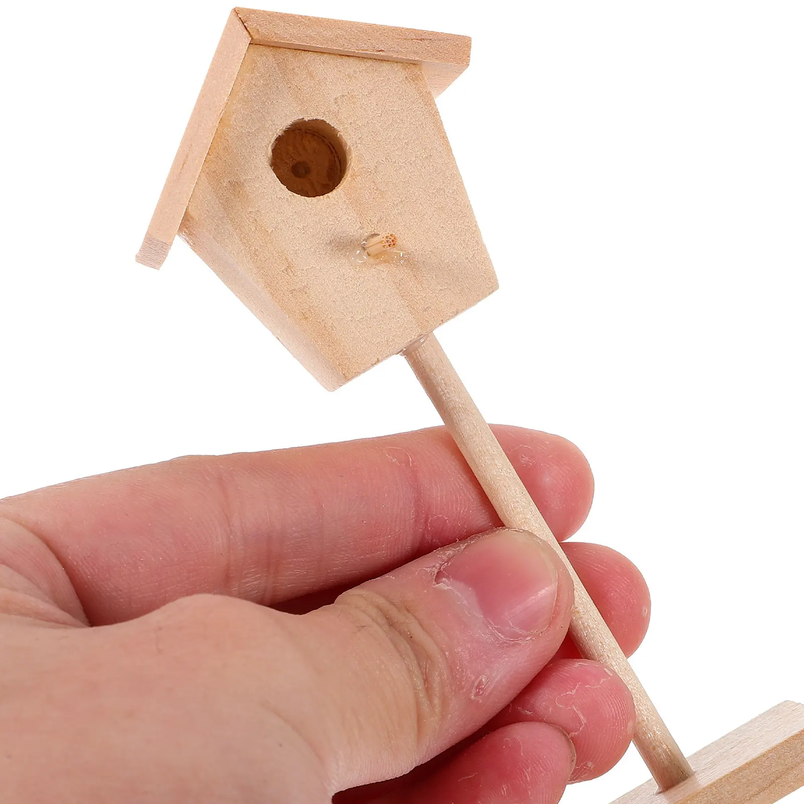 

Деревянный миниатюрный домик для птиц, неокрашенный, в простом деревенском стиле, с гладкой поверхностью, для миниатюрных домиков масштаба 1:12, микроландшафтов, клеток для птиц