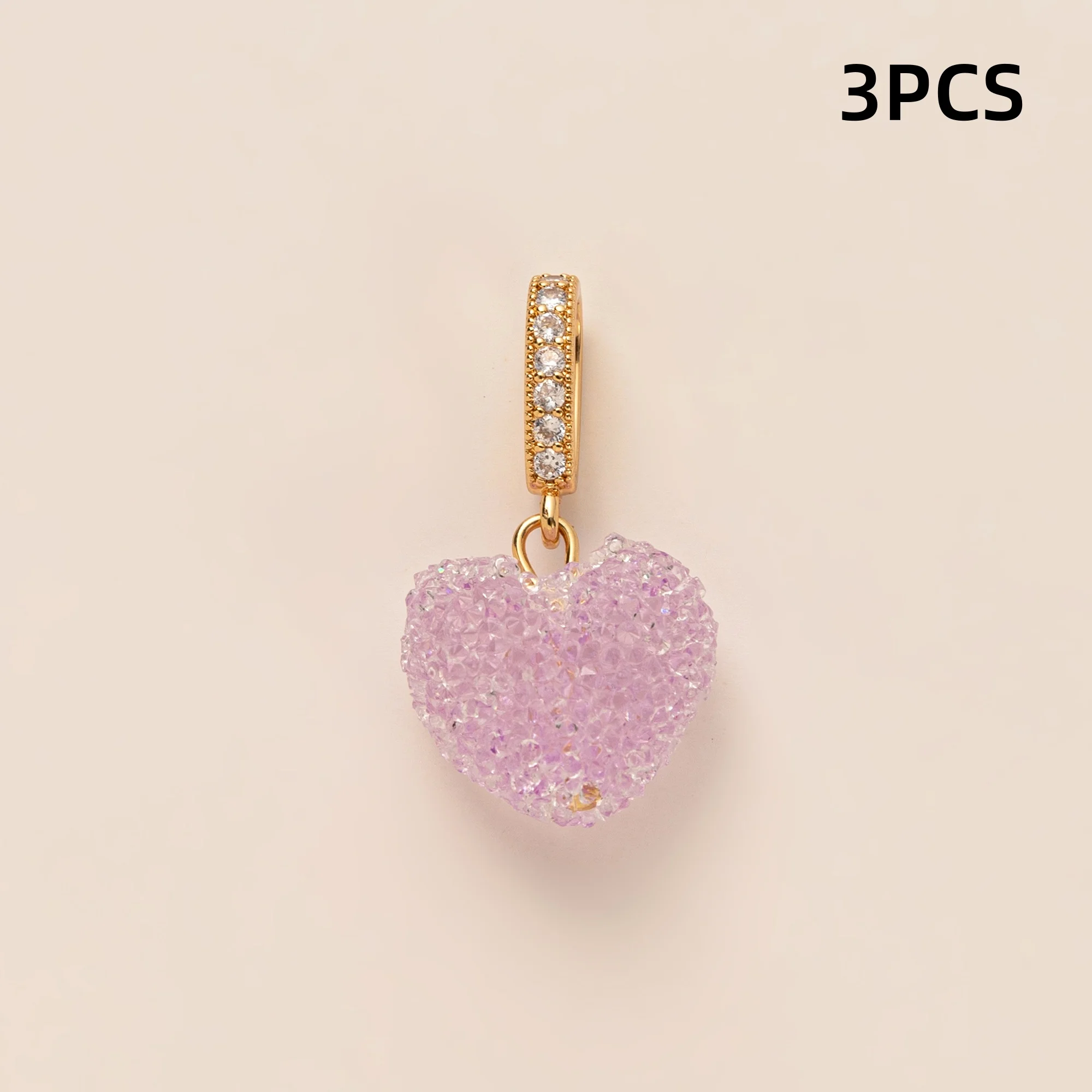 3 Stück Dopamin-Anhänger im modischen, farbenfrohen Apfel-Herz-Design zum Selbermachen für Schmuck. – Detail 3